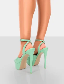 Best Sale Just Kidding Mint Patent Platform High Heels 6" Heels | Platform Heels