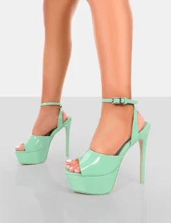 Best Sale Just Kidding Mint Patent Platform High Heels 6