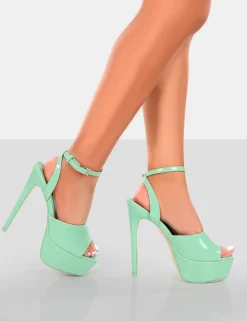 Best Sale Just Kidding Mint Patent Platform High Heels 6