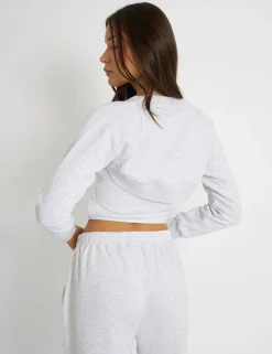 Shop Kaiia Bandeau Crop Top & Bolero Light Grey Marl Sculpt & Leisure | Kaiia The Label