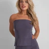 Sale Kaiia Bandeau Side Split Top Charcoal Sculpt & Leisure | Kaiia The Label