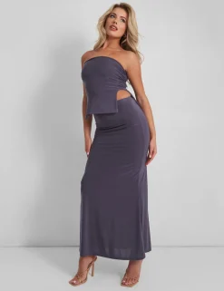 Sale Kaiia Bandeau Side Split Top Charcoal Sculpt & Leisure | Kaiia The Label