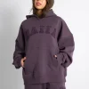 Sale Kaiia Borg Slogan Oversized Hoodie Deep Purple Sculpt & Leisure | Kaiia The Label