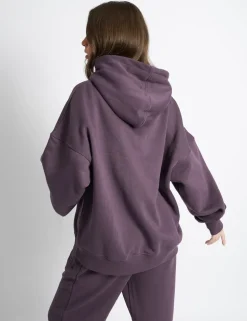 Sale Kaiia Borg Slogan Oversized Hoodie Deep Purple Sculpt & Leisure | Kaiia The Label