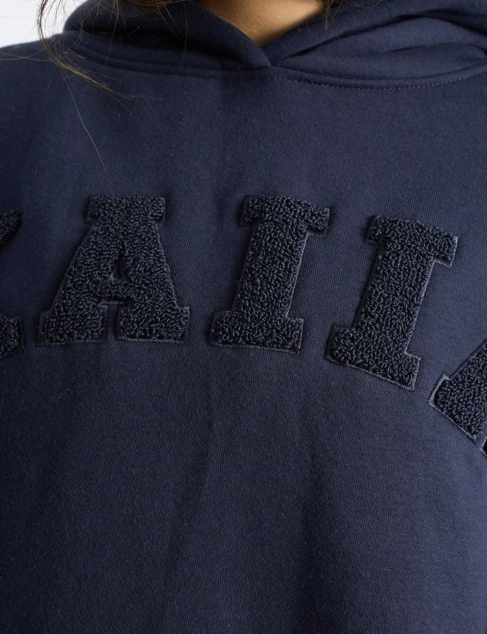 Shop Kaiia Borg Slogan Oversized Hoodie Deep Blue Sculpt & Leisure | Kaiia The Label