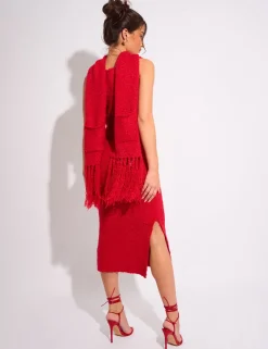 Clearance Kaiia Boucle Knitted Sleeveless Jumper Dress With Scarf Sculpt & Leisure | Kaiia The Label