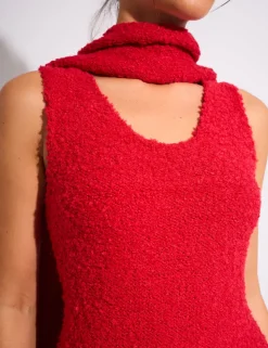 Clearance Kaiia Boucle Knitted Sleeveless Jumper Dress With Scarf Sculpt & Leisure | Kaiia The Label
