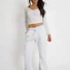 Outlet Kaiia Bow Detail Cross Over Waistband Joggers Light Grey Marl Sculpt & Leisure | Kaiia The Label