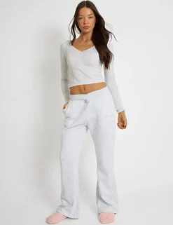Outlet Kaiia Bow Detail Cross Over Waistband Joggers Light Grey Marl Sculpt & Leisure | Kaiia The Label