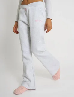 Outlet Kaiia Bow Detail Cross Over Waistband Joggers Light Grey Marl Sculpt & Leisure | Kaiia The Label