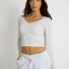 Shop Kaiia Bow Detail Ruched Top Light Grey Marl Sculpt & Leisure | Kaiia The Label