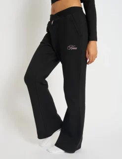 Outlet Kaiia Bow Detail Wide Leg Joggers Black & Pink Sculpt & Leisure | Kaiia The Label