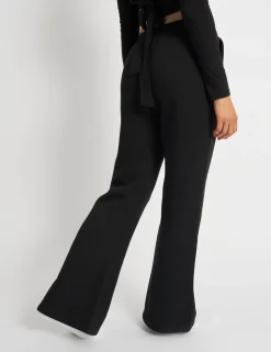 Outlet Kaiia Bow Detail Wide Leg Joggers Black & Pink Sculpt & Leisure | Kaiia The Label