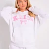 Hot Kaiia Bow Embroidered Oversized Hoodie White & Pink Sculpt & Leisure | Kaiia The Label