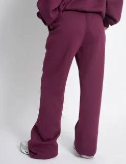 Shop Kaiia Bow Embroidered Ribbed Waistband Wide Leg Joggers Plum & Baby Pink Sculpt & Leisure | Kaiia The Label