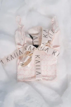 Fashion Kaiia Bow Print Lace Cami Top & Shorts Pj Set Cream & Pink Sculpt & Leisure | Kaiia The Label