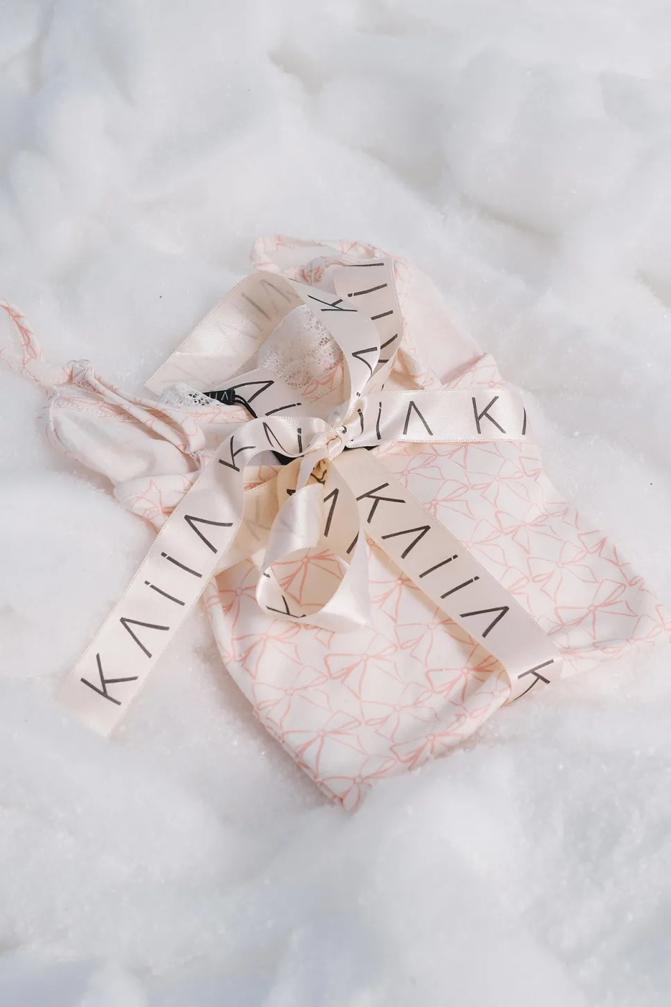 Fashion Kaiia Bow Print Lace Cami Top & Shorts Pj Set Cream & Pink Sculpt & Leisure | Kaiia The Label