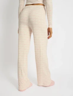 Best Kaiia Bow Print Lace Wrap Top & Trouser Pj Set Cream & Pink Sculpt & Leisure | Kaiia The Label