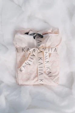 Best Kaiia Bow Print Lace Wrap Top & Trouser Pj Set Cream & Pink Sculpt & Leisure | Kaiia The Label