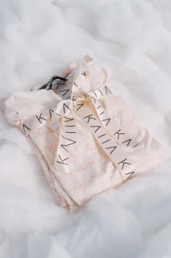 Best Kaiia Bow Print Lace Wrap Top & Trouser Pj Set Cream & Pink Sculpt & Leisure | Kaiia The Label