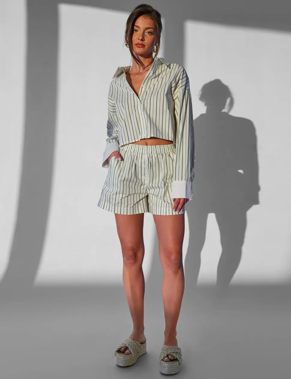 Flash Sale Kaiia Boxer Shorts Co-ord Stripe Sculpt & Leisure | Kaiia The Label