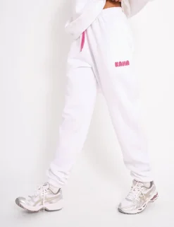 Discount Kaiia Bubble Logo Cuffed Joggers White & Hot Pink Sculpt & Leisure | Kaiia The Label