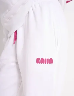 Discount Kaiia Bubble Logo Cuffed Joggers White & Hot Pink Sculpt & Leisure | Kaiia The Label