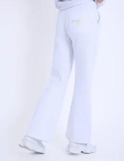 Best Sale Kaiia Bubble Logo Wide Leg Sweat Pants Light Grey Marl & Rainbow Sculpt & Leisure | Kaiia The Label