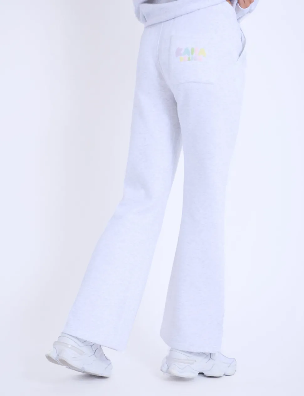 Best Sale Kaiia Bubble Logo Wide Leg Sweat Pants Light Grey Marl & Rainbow Sculpt & Leisure | Kaiia The Label