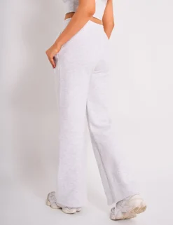 Shop Kaiia Bubble Logo Wide Leg Joggers Grey Marl & Pink Sculpt & Leisure | Kaiia The Label