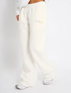 Shop Kaiia Bubble Wide Leg Joggers Off White & Rainbow Sculpt & Leisure | Kaiia The Label