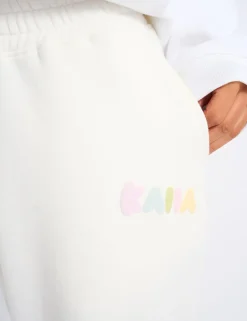 Shop Kaiia Bubble Wide Leg Joggers Off White & Rainbow Sculpt & Leisure | Kaiia The Label