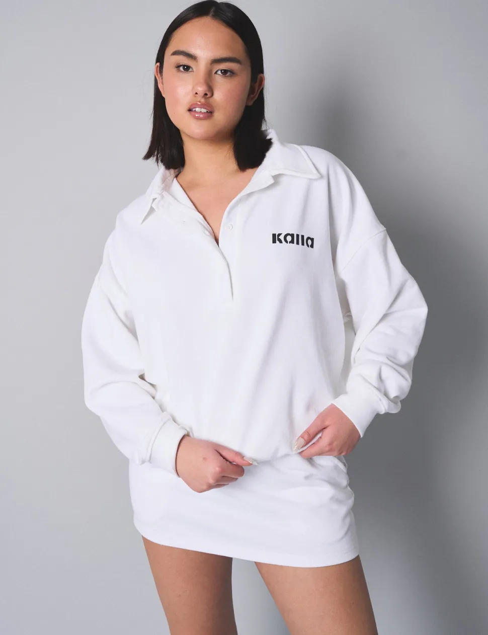 Sale Kaiia Button Up Collar Sweatshirt Sculpt & Leisure | Kaiia The Label