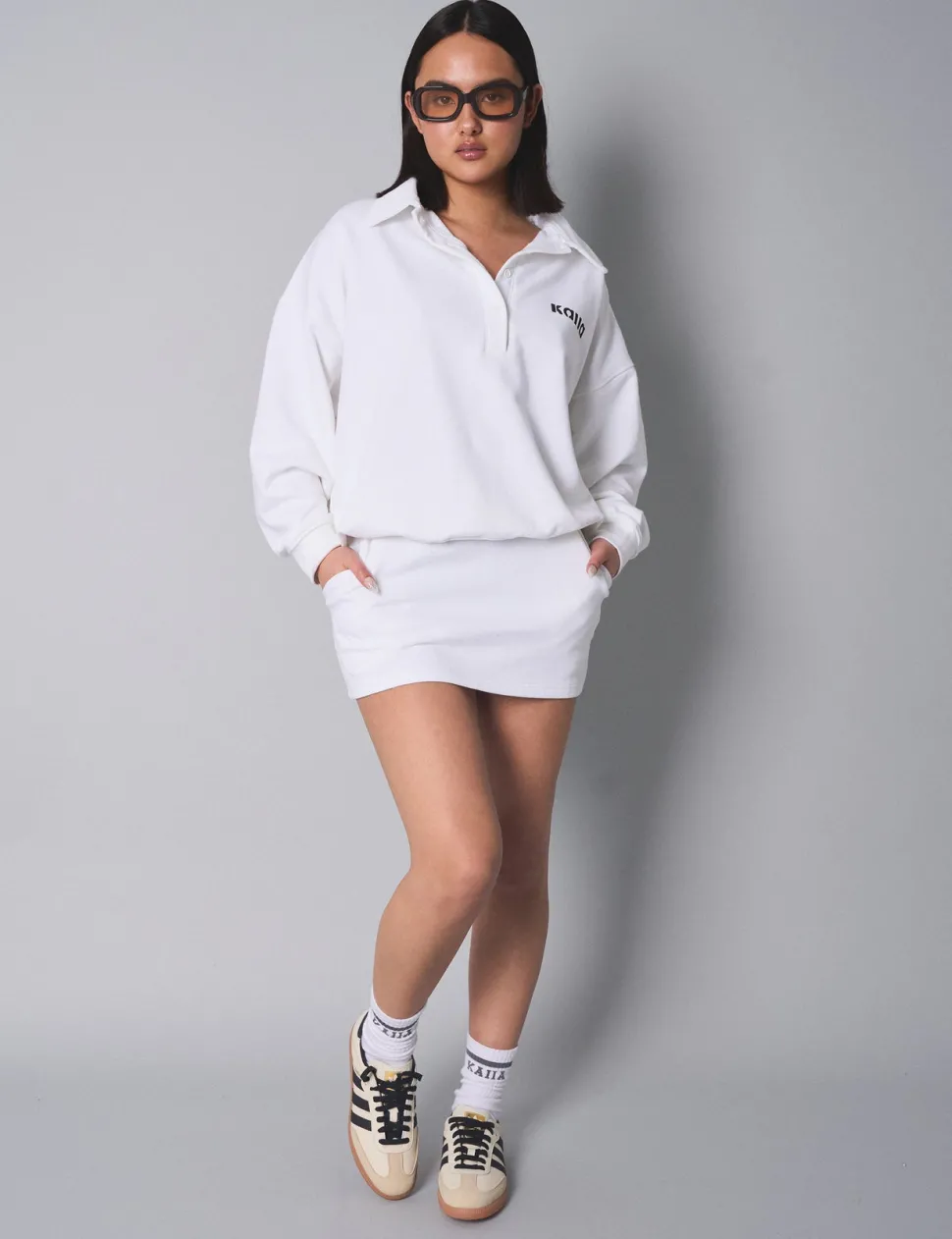 Sale Kaiia Button Up Collar Sweatshirt Sculpt & Leisure | Kaiia The Label