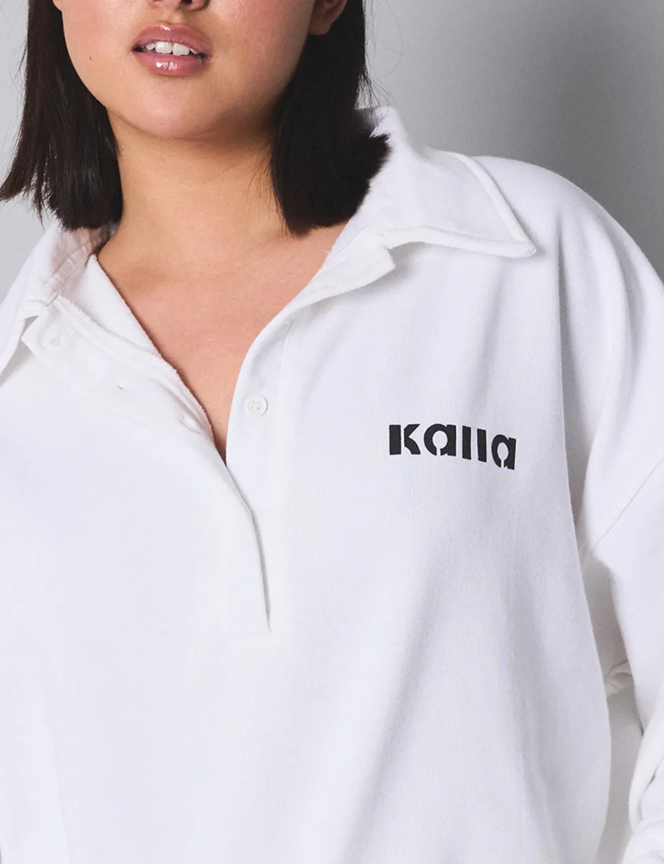 Sale Kaiia Button Up Collar Sweatshirt Sculpt & Leisure | Kaiia The Label