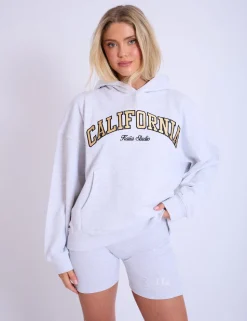 Clearance Kaiia California Oversized Hoodie Light Grey Marl Sculpt & Leisure | Kaiia The Label