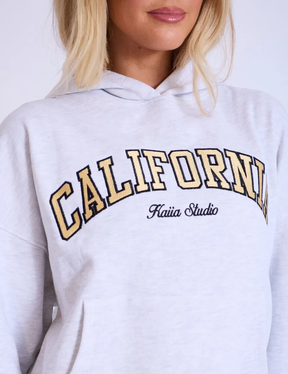 Clearance Kaiia California Oversized Hoodie Light Grey Marl Sculpt & Leisure | Kaiia The Label