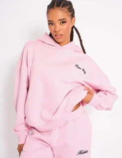 Fashion Kaiia Cherry Bow Graphic Oversized Hoodie Baby Pink & Black Sculpt & Leisure | Kaiia The Label