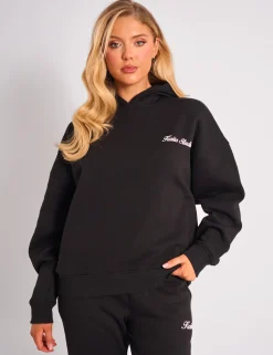 Cheap Kaiia Cherry Bow Graphic Oversized Hoodie Black & Pink Sculpt & Leisure | Kaiia The Label