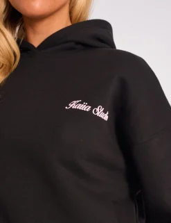 Cheap Kaiia Cherry Bow Graphic Oversized Hoodie Black & Pink Sculpt & Leisure | Kaiia The Label