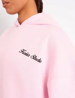 Fashion Kaiia Cherry Bow Graphic Oversized Hoodie Baby Pink & Black Sculpt & Leisure | Kaiia The Label