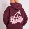 Outlet Kaiia Cherry Graphic Oversized Hoodie Plum & Pink Sculpt & Leisure | Kaiia The Label