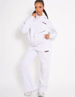 Outlet Kaiia Cherry Graphic Oversized Hoodie Light Grey Marl & Plum Sweatshirt & Hoodies | Hoodies & Sweatshirts
