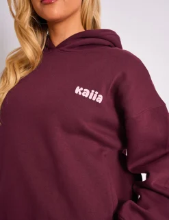 Outlet Kaiia Cherry Graphic Oversized Hoodie Plum & Pink Sculpt & Leisure | Kaiia The Label