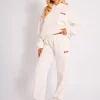 New Kaiia Cherry Wide Leg Joggers Cream & Red Sculpt & Leisure | Kaiia The Label