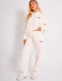 New Kaiia Cherry Wide Leg Joggers Cream & Red Sculpt & Leisure | Kaiia The Label