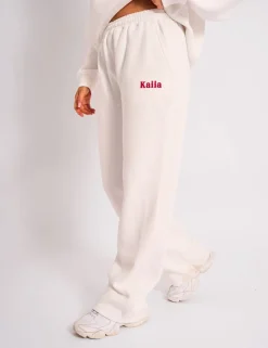 New Kaiia Cherry Wide Leg Joggers Cream & Red Sculpt & Leisure | Kaiia The Label
