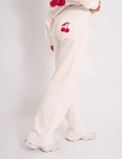 New Kaiia Cherry Wide Leg Joggers Cream & Red Sculpt & Leisure | Kaiia The Label