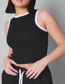 Cheap Kaiia Contrast Binding Vest in Black and White Sculpt & Leisure | Kaiia The Label