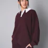 Sale Kaiia Contrast Collar Oversized Rugby Sweatshirt Tracksuits | Tracksuits